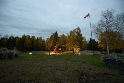 Statue of a Mining Headframe built to honour the Kirkland Lake mine and the history of Kirkland Lake