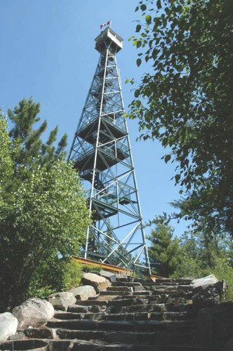 Large lookout tower with ascending stairs