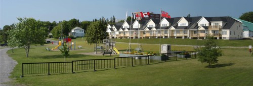 Playground in front of homes in Temiskaming Shores